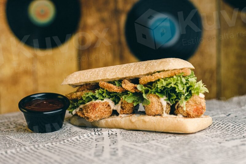 Emparedado con relleno empanizado