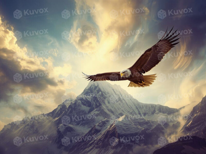 Águila sobrevolando las montañas