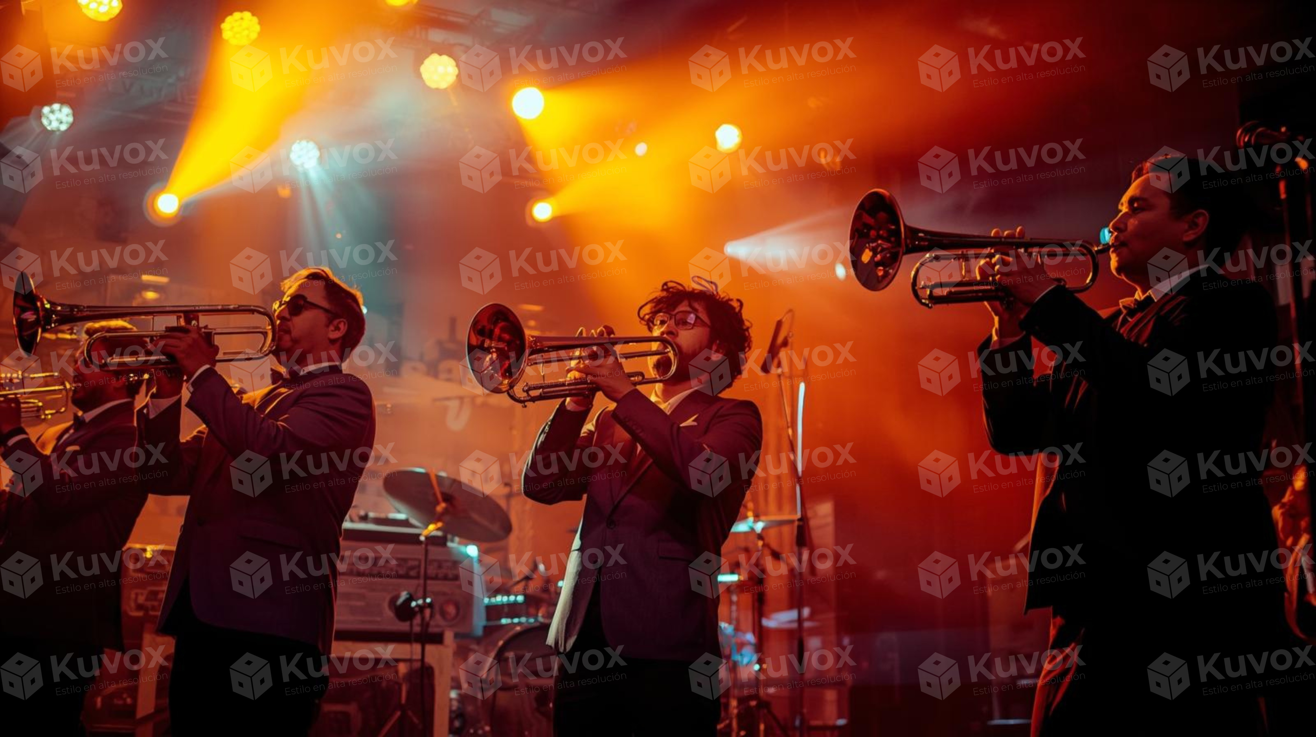 Band with trombones in show