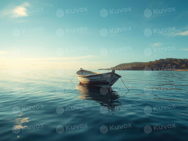 Lonely boat at sea