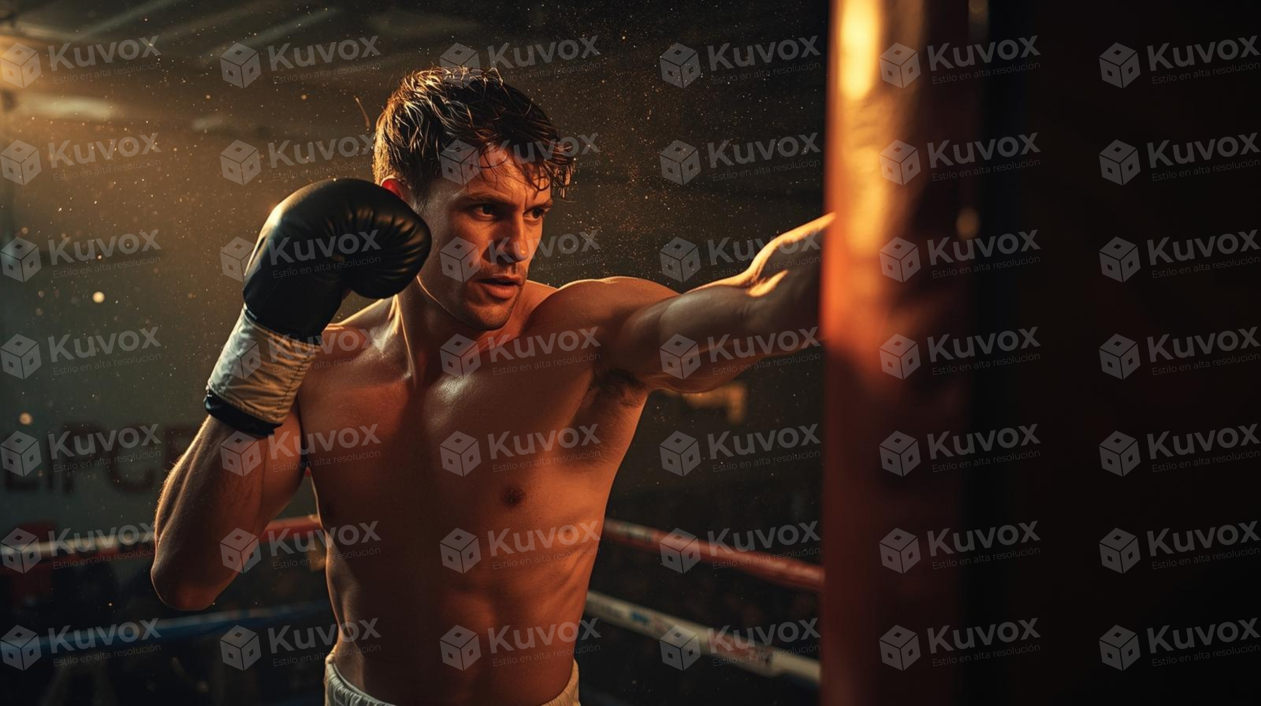 Boxer training with bag