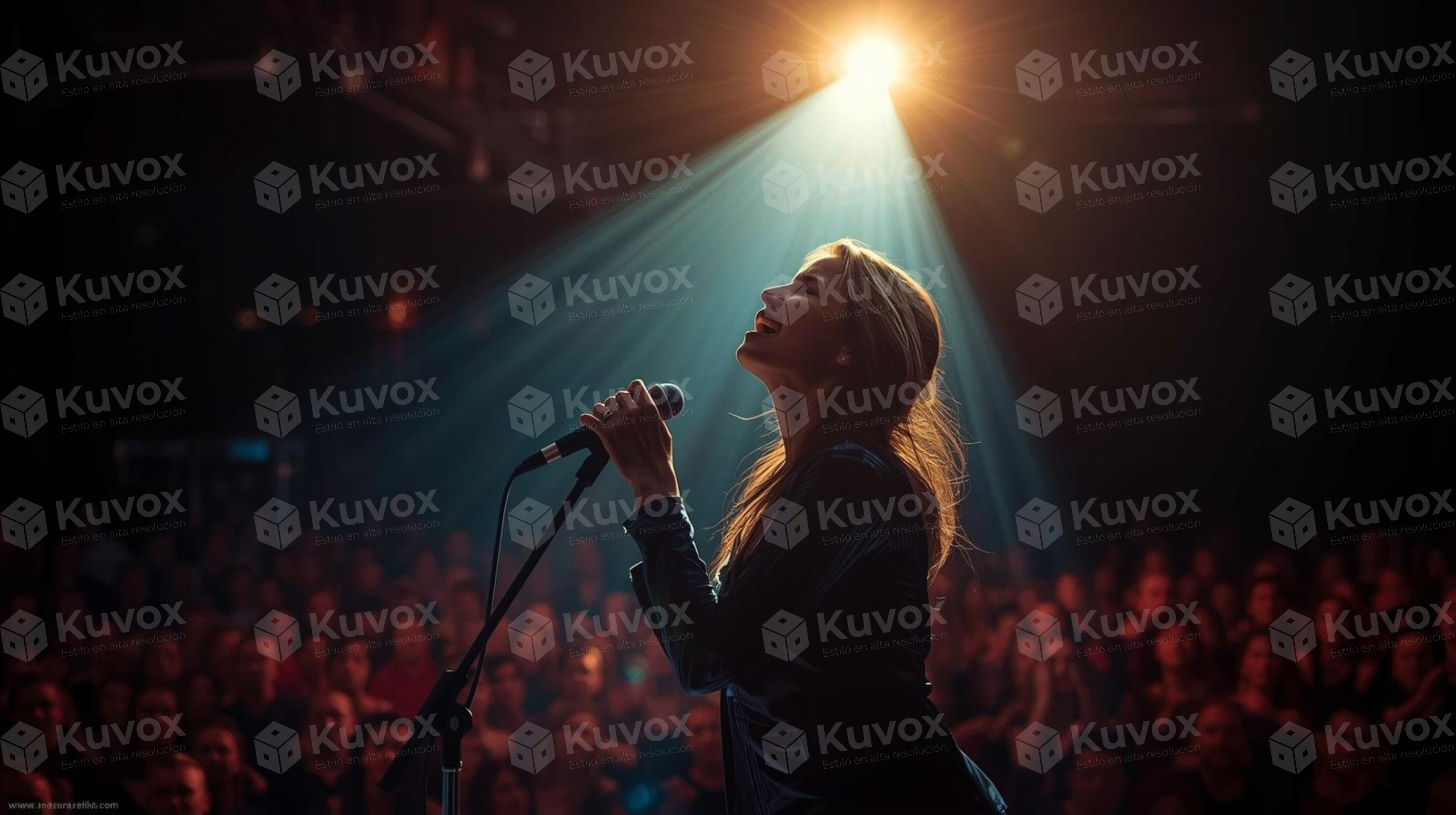 Cantante bajo luz de escenario