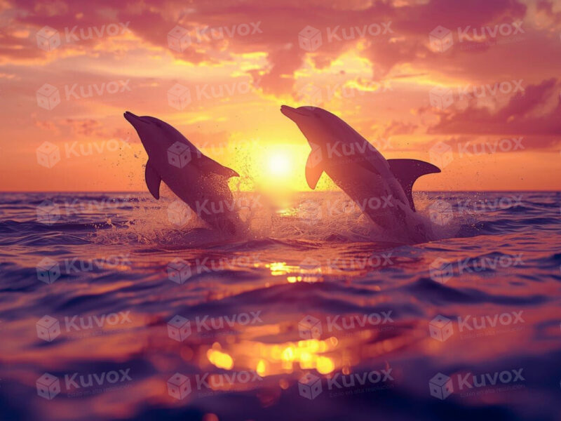Dolphins at sunset