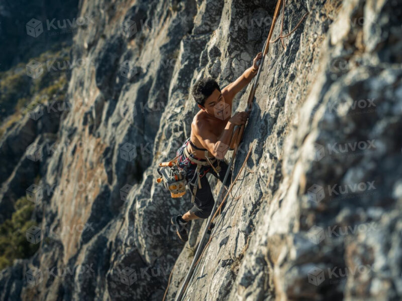 Escalador en acantilado