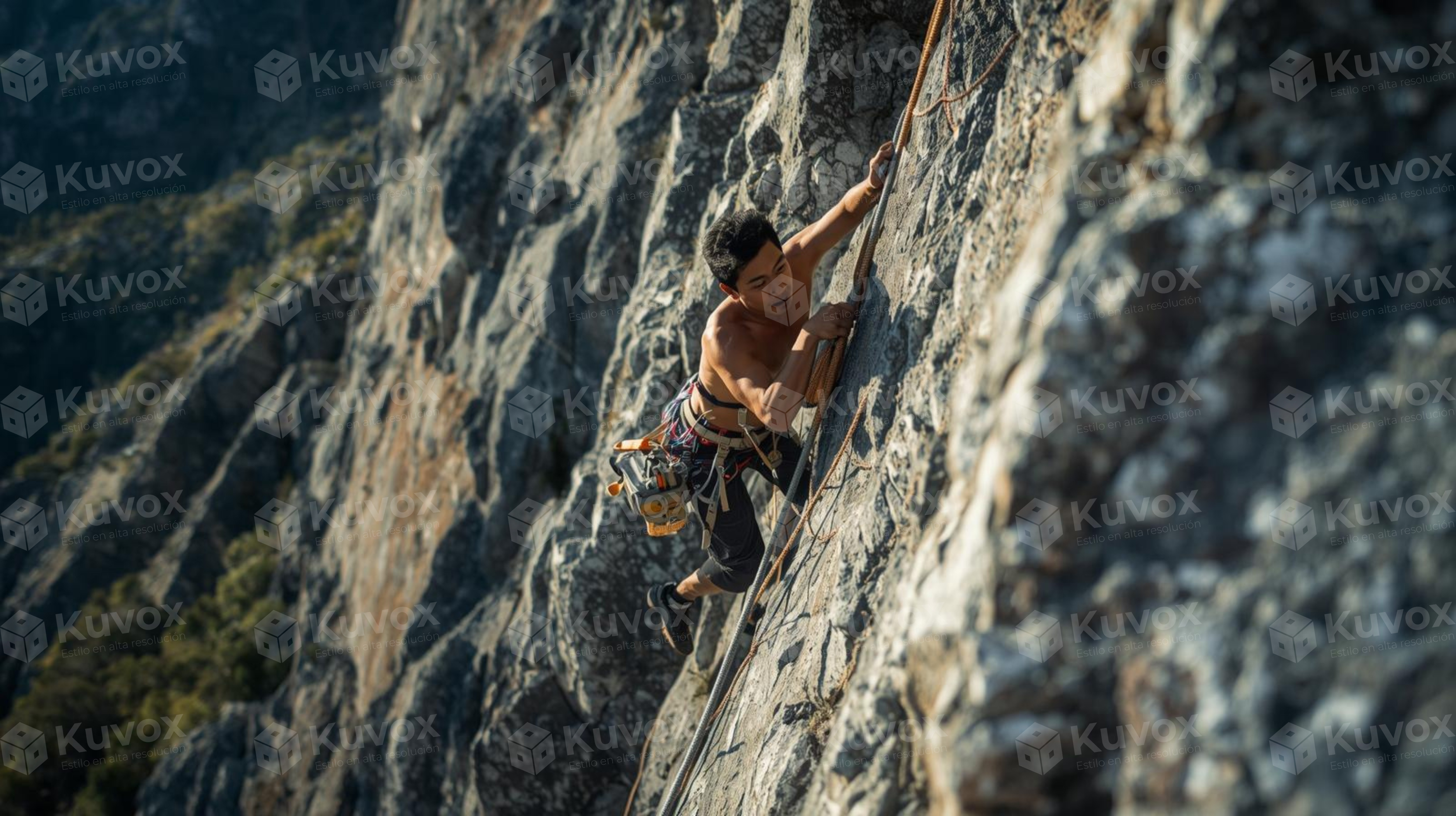 Escalador en acantilado