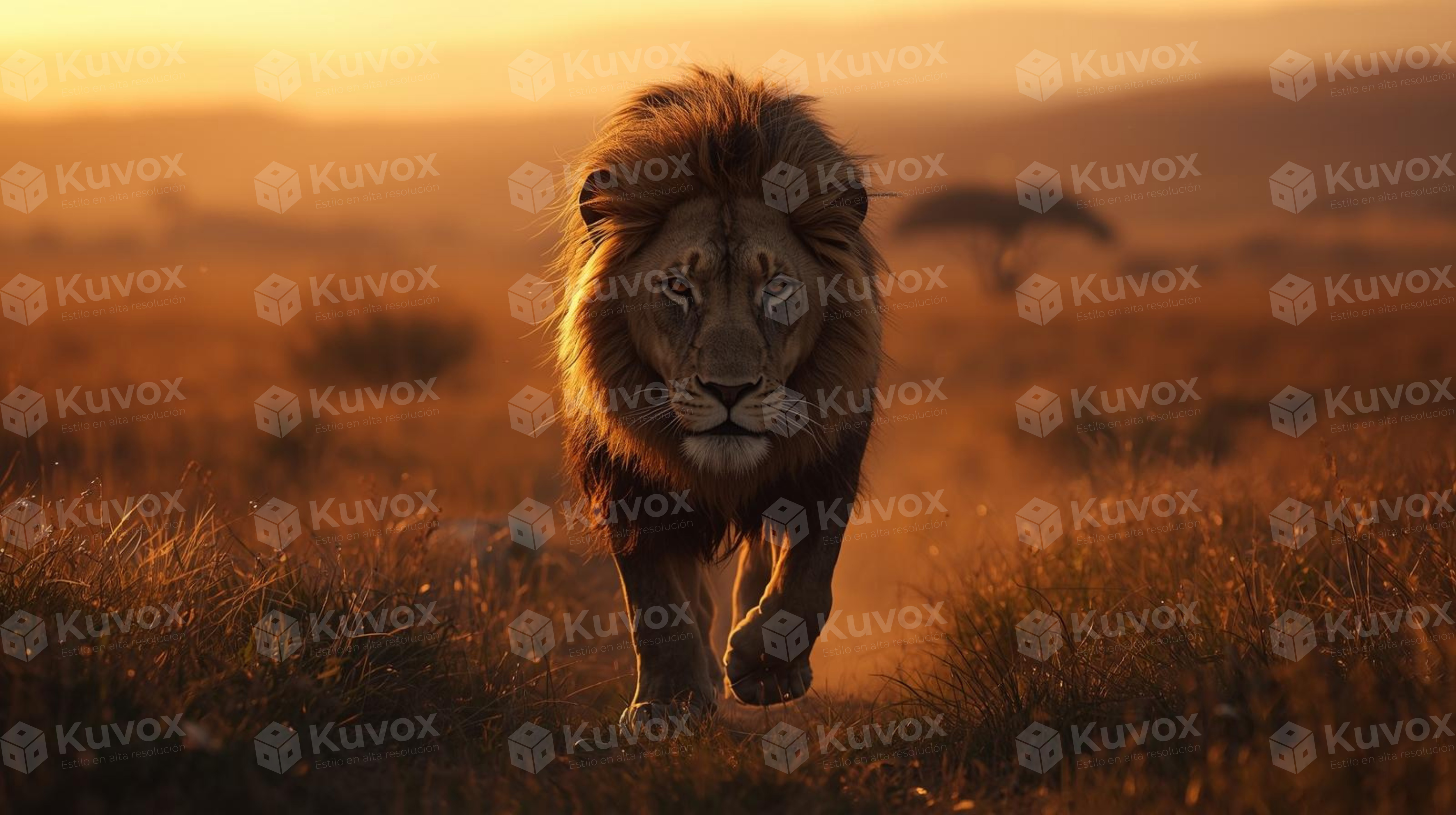 Majestic lion at sunset