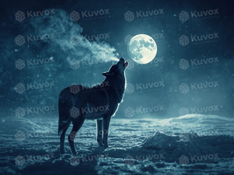 Wolf under the full moon