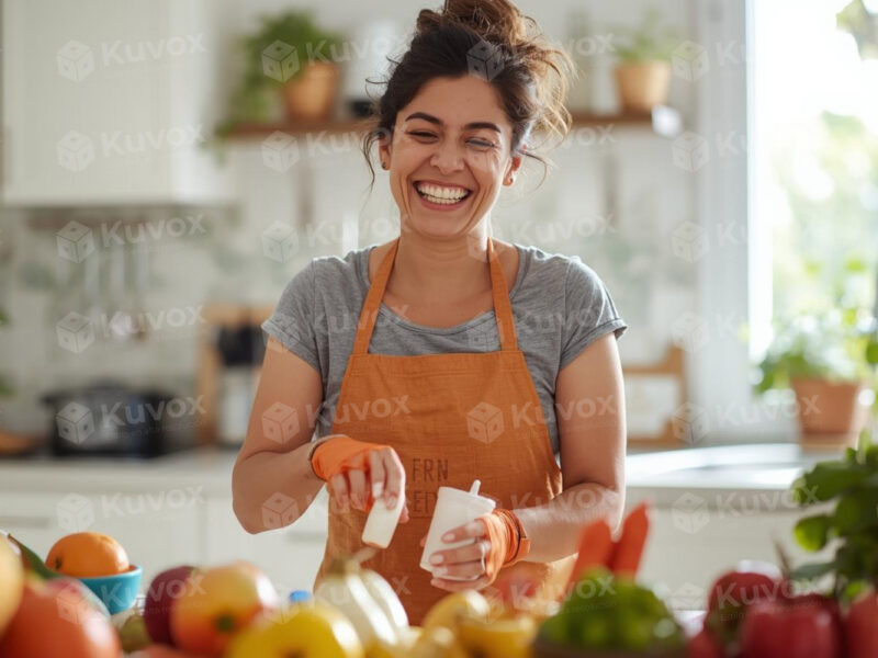 Woman cooking breakfast