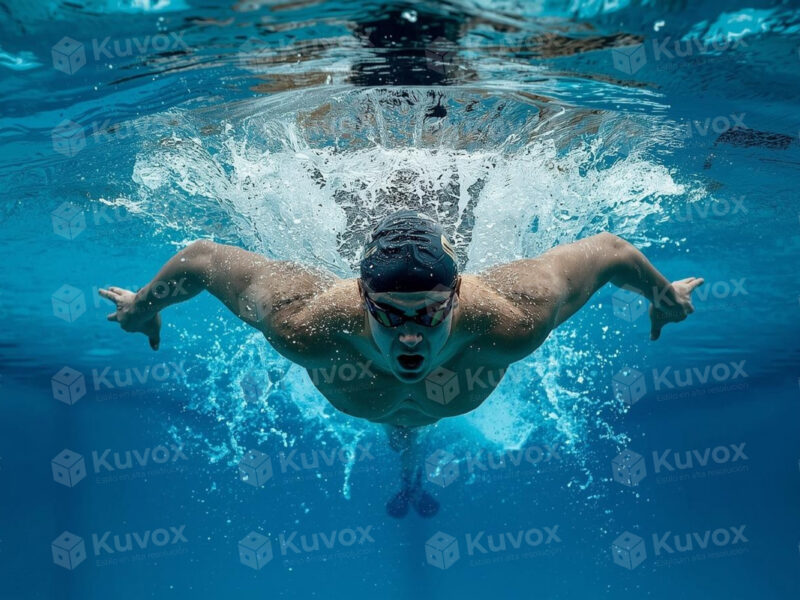 Nadador bajo el agua